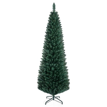 Costway 6 Ft PVC Artificial Pencil Christmas Tree Slim Stand Green