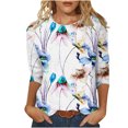 thumbnail image 2 of Meichang Hauts et Blouses à Manches 3/4 pour Femmes, T-shirts Imprimés Mode pour Femmes Blouse à Manches 3/4 Col Rond Hauts Décontractés Coupe Ample, 2 of 5