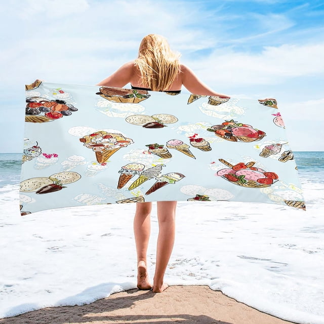 Binmer Microfiber Beach Towel Super Lightweight Colorful Bath Towel Sandproof Beach Blanket Multi-Purpose Towel For Travel Swimming Pool 30x60 Inch