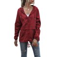 thumbnail image 1 of Women's Casual Hooded Jacket Lightweight Waterproof Rain Windbreaker Solid Color Zipper Drawstring Raincoat, 1 of 8