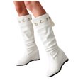 thumbnail image 4 of LSLJS Bottes à Talons Hauts pour Femmes Jusqu'aux Genoux, Bottes Chaudes Unies Jusqu'aux Genoux pour Femmes Bout Rond Bottillons à Lacets à Lacets Bottes à Talons Hauts Chaussures, Bottes Jusqu'aux Genoux pour Femmes, 4 of 7