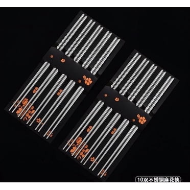 Dvkptbk chopsticks Chopsticks 10 Pair Metal Reusable Korean Chinese Stainless Steel Chop Sticks