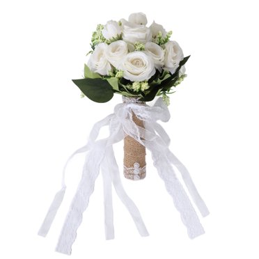 Bridal Bouquet, Lifelike Decorative Modern Holding Flowers Portable Elegant Artificial For Wedding For Photography Milky White,Champagne