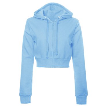 Aocisk Chandail à Capuchon Court à Fermeture à Glissière à Manches Longues de Base Décontracté Uni pour Femme Style Chandail pour la Mode Bleu Pâle TTG