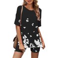 thumbnail image 1 of zanvins Hauts d'Été Tendance Femmes Mode Blouse à Col Rond Manches Courtes Hauts Shorts Ensembles de Tenue Décontractée, 1 of 5