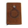 thumbnail image 1 of Card Holder Tracker Protector Leather Credit Slim Cash Coin Case Portable Keychain Bag Gift Work Housekeeper Accessories Brown, 1 of 9