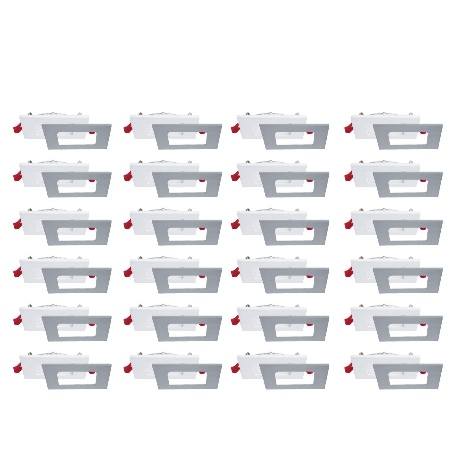 Luminaires encastrés profilés 4 pouces, Nadair, 3 températures de lumière intégrées (3000K, 4000K, 5000K), intensité réglable, Carré, ensemble de 24