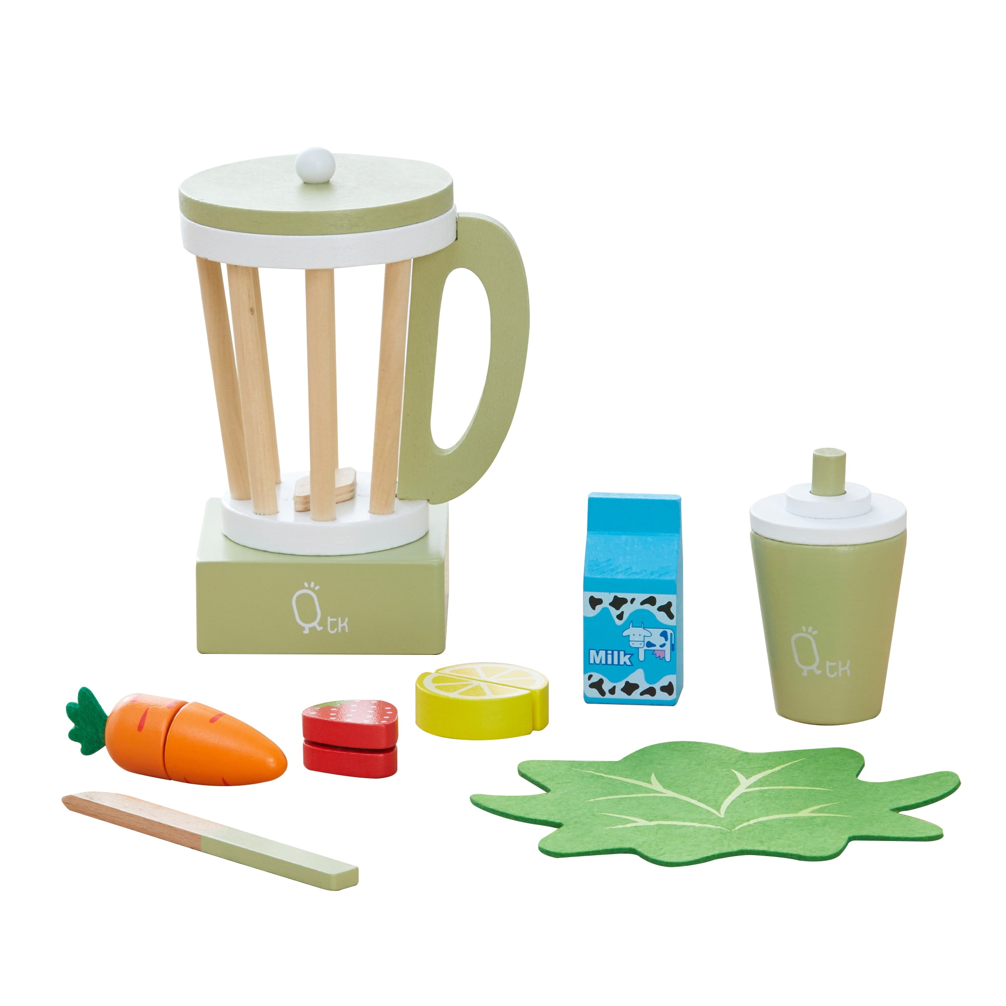 Teamson Kids Little Chef 13 pcs Wooden Play Kitchen Blender Accessory Set Green