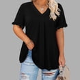 thumbnail image 2 of Besolor Plus Size Tops for Women 2025 V Neck Ruffle Short Sleeve Shirts Casual Loose Flowy Summer Blouse Tees, 2 of 6