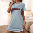 thumbnail image 2 of Pyjama en Coton Chemise de Nuit pour Femme Manches Courtes Vêtement de Nuit Confortable Chemises de Nuit Imprimées Col Rond T-Shirt de Nuit Robe de Sommeil Douce Coupe Ample Robe de Pyjama Gris Foncé TG, 2 of 5