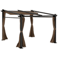 thumbnail image 1 of Outsunny Pergola en Métal 10 Pieds x 10 Pieds avec Toit à Auvent Rétractable, Café, 1 of 10