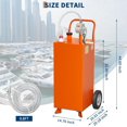 thumbnail image 3 of OUYAWEI Panier de Carburant et de Gaz de 30 Gallons avec Roues et Pompe Manuelle de Transfert, Réservoir de Stockage de Carburant Diesel avec 2 Roues en Caoutchouc Plein Sans Plat, Contenant de Carburant Essence Diesel [Tuyau de 9,8 Pi], Orange, 3 of 7