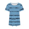 thumbnail image 5 of Meichang T-Shirts pour Femmes Manches Courtes Plissés Habillés Décontractés Col Rond Tops d'Été Tendance à Rayures Imprimé T-Shirts Doux Confortables Tuniques Blouses, 5 of 5