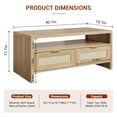 thumbnail image 4 of Boho Coffee Table with Storage,40” Mid Century Rattan Console table with Open Shelf,2 Tiers Cocktail Table with 2drawers,Wooden Rectangular Center Table for Room/Apartment/Farmhouse/Small Place, 4 of 9