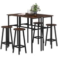 thumbnail image 1 of HOMCOM Ensemble de Table de Bar 6 Pcs avec 2 Tables de Déjeuner 4 Tabourets pour Cuisine, 1 of 10