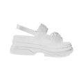 thumbnail image 1 of Womens Platform Sandals Open Toe Slingback Slip on Elastic Straps Double Buckle Solid Color Soft Sole Comfortable Breathable Lightweight Casual Summer Sandals White, 1 of 5
