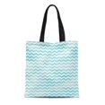 thumbnail image 1 of POGLIP Canvas Tote Bag Pastel White Chevron Pattern on Light Blue Watercolor Chic Reusable Shoulder Grocery Shopping Bags Handbag, 1 of 1