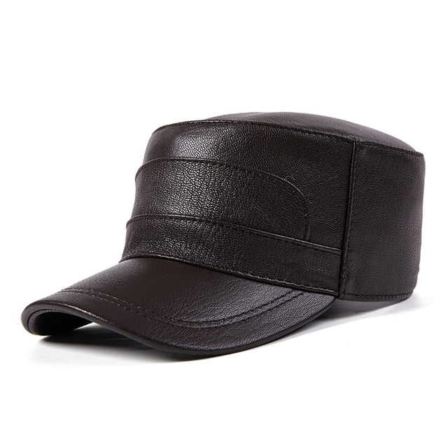 Men Cowhide Hat Winter Warm Outdoor Protect Ear Real Leather Adjustable Baseball Cap ,Fashion
