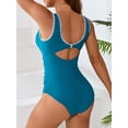 thumbnail image 5 of Charmo Womens Shell Square Neck One Piece Swimsuit Wider Straps Bath Suit Swimwear, 5 of 5