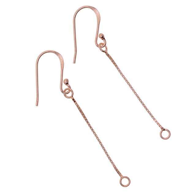 2 Pcs Crochets d'Oreille en Argent sterling avec Chaîne Ressorts d'Oreille Rose