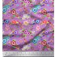 thumbnail image 1 of Soimoi Rayon Crepe Fabric Leaves, & Rose Floral Decor Fabric Printed Yard 46 Inch Wide, 1 of 3