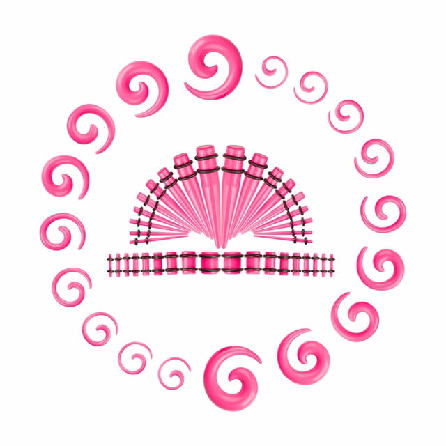 relayinert 54pcs Premium Gift Ear Gauges Expander Set For Fashionable Ear Stretches Popular Pink