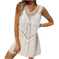 thumbnail image 1 of Pompotops Maillot de Bain Aguichant en Maille Creuse pour Femmes Été Robe de Plage Protection Solaire, 1 of 9