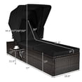 thumbnail image 4 of Costway Patio Rattan Lounge Chair Chaise Cushioned Top Canopy Adjustable Tea Table Black, 4 of 10