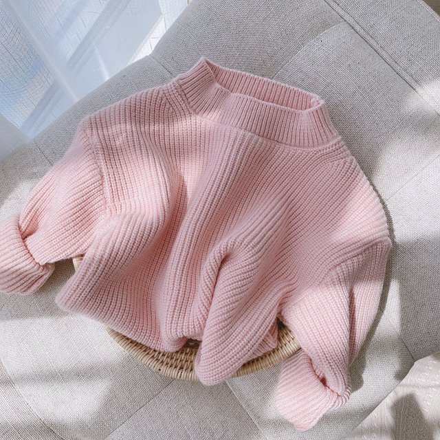 Kmbangi Children's Sweater+Infant's Solid Pullover Striped Pit Bar Long Sleeve Top