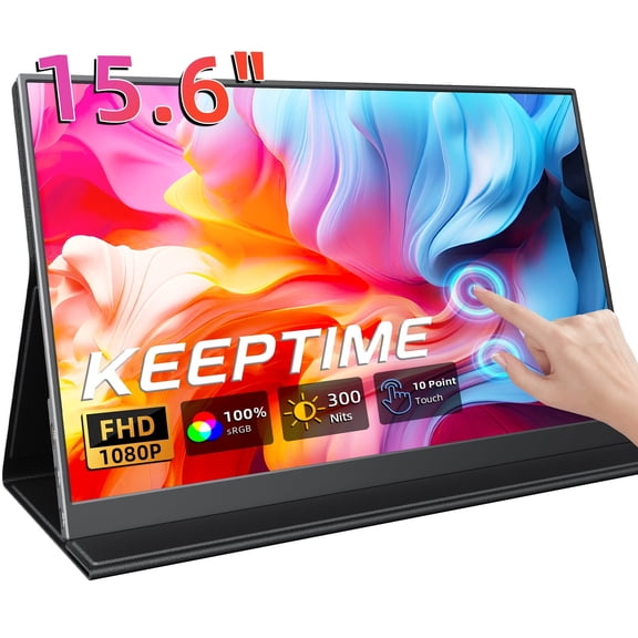 Moniteur à Écran Tactile Portable 15,6 Pouces FHD 1080P IPS, Second Écran Externe pour Ordinateur Portable PC Mac Switch Xbox PS5, USB-C et HDMI, Haut-Parleurs Intégrés, Écran Tactile 10 Points