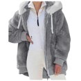 thumbnail image 1 of B91xZ Veste en Molleton Bicolore pour Femme à Col Rabattu Hauts Chandail d'Hiver Chaud Veste, Gris TTTG, 1 of 2