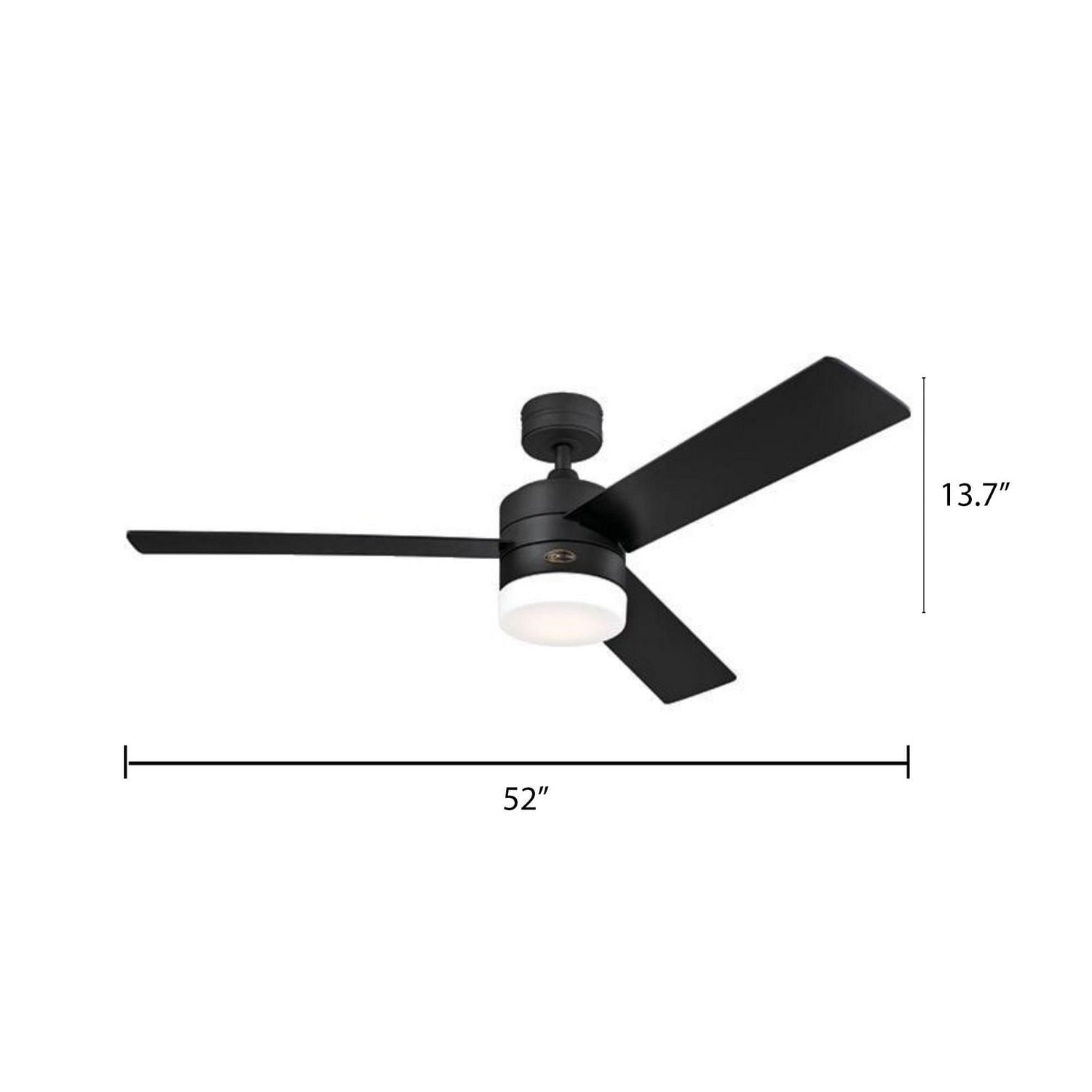 Westinghouse Ventilateur de plafond Alta Vista 52po. (132cm) aux DEL Intégrés, 3 pales, noir mat
