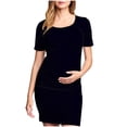 thumbnail image 2 of Ovzne Robes pour Femmes 2025 Robe Femme à la Mode Imprimée Plissée Jupe de Maternité à Manches Courtes Col Rond Robe Mi-Mollet Robe de Printemps à Manches Courtes Imprimée Liquidation, 2 of 7