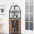thumbnail image 4 of AKDSteel Farmhouse Wine Bar Corner Cabinet with Storage, Small Buffet Sideboard with Detachable Rack and Buffet Mesh Door, Glass Rack, Liquor Coffee Bar Cupboard for Kitchen, Dining Room, 4 of 8