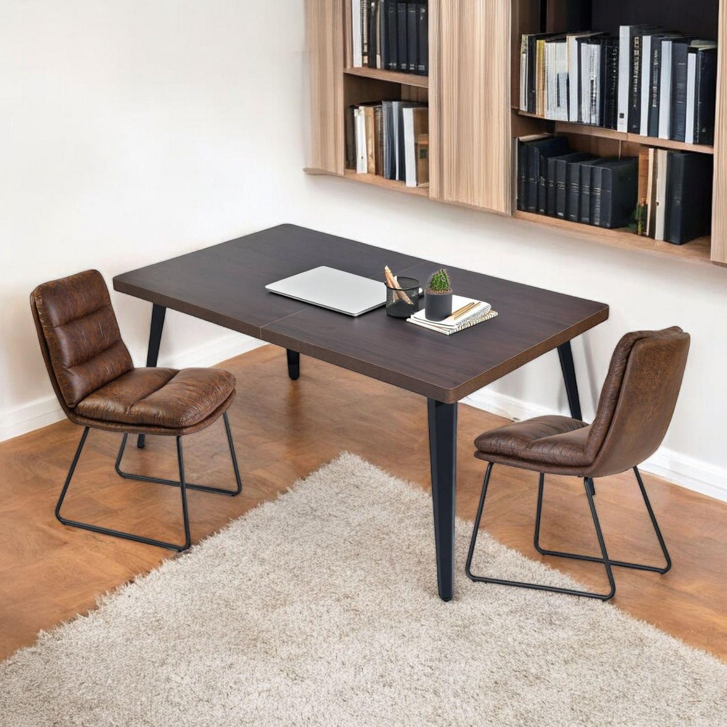 Ensemble de salle à manger 5 pièces Homy Casa - Table rectangulaire et 4 chaises industrielles pour 4 personnes