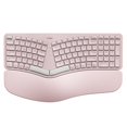 thumbnail image 1 of Nulea Clavier Ergonomique Sans Fil, Clavier Divisé avec Repose-Poignet Coussiné, Connectivité Bluetooth et USB, Rechargeable USB-C, Compatible avec Windows Mac (Gris Rose), 1 of 7