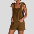 thumbnail image 2 of yoeyez Womens Jumpsuits And Rompers Casual,Ladies Corduroy Adjustable Straps Rompers Sleeveless Solid Color Shorts Overalls With Pockets Brown,M, 2 of 7