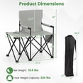 thumbnail image 3 of Gymax 2 Pcs Chaise de Camping Surdimensionnée avec Table d'Appoint 2 Poches de Rangement Porte-Gobelet pour Voyage Gris, 3 of 10