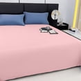 thumbnail image 4 of Fiudx Pink Solid Color Bed Sheet | 180X230Cm Queen Size | Soft Polyester Fabric | Easy Wash & No Fade | Right Angle Design for Secure Fit | 1 Piece Home Bedding, 4 of 6