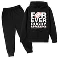 thumbnail image 1 of WEIYLL Outfits for Boys Sets Hooded Football Personality Letter Printed Pants Football Rugby Activity Black Suits 3-4 Years, 1 of 3