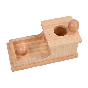 Ensemble de Jouets pour Bébé en Bois Boîte à Balles Sensorielle Boîte de Permanence de l'Objet Jouets Montessori pour Tout-Petits de 6 à 12 Mois 1 2 3 Ans Carré