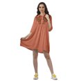 thumbnail image 2 of Moomaya Robe Chemise Brodée Unie Femmes Manches 3/4 Col Évasé Blouse, 2 of 6