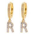 thumbnail image 1 of LSLJS Dainty Gold Plated Initial Hoop Earrings Letter Alphabet Dangle Earrings Fashion Sparkly Rhinestone Letter Initial Pendant Drop Earrings for Women Valent, 1 of 1