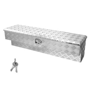 VEVOR Boîte à outils de lit de camion, boîte à outils en aluminium lourd avec des motifs de fil, organisateur de coffre de boîte à outil de stockage avec serrure et clé, idéal pour le ramassage, lit de camions, RV, Remorque, 48 x 13.4 x 13 dans, Argent