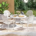 thumbnail image 2 of Costway 4pcs Patio Cast Aluminum Armrest Chairs Dining Stackable Outdoor White, 2 of 8