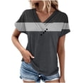 thumbnail image 1 of Timegard Tops for Women Color Block Button Short Sleeve T Shirts Causal Fashion Dressy Blouses, 1 of 6