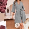 thumbnail image 2 of FAIWAD Peignoir pour Femmes à Manches Mi-Longues, Séchage Rapide, Peignoirs Décontractés Légers de Nuit avec Ceinture, 2 of 9