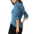 thumbnail image 4 of INSPIRE CHIC Chemise à Pois pour Femme à Col Pointu, Manches Longues, Boutonnée, 4 of 6