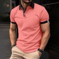 thumbnail image 1 of ylioge Mens Shirts Short Sleeve Golf Tees Shirt Office Work Pullover Button Collared Casual Color-Block Loose Comfort Tshirts Tops, 1 of 6