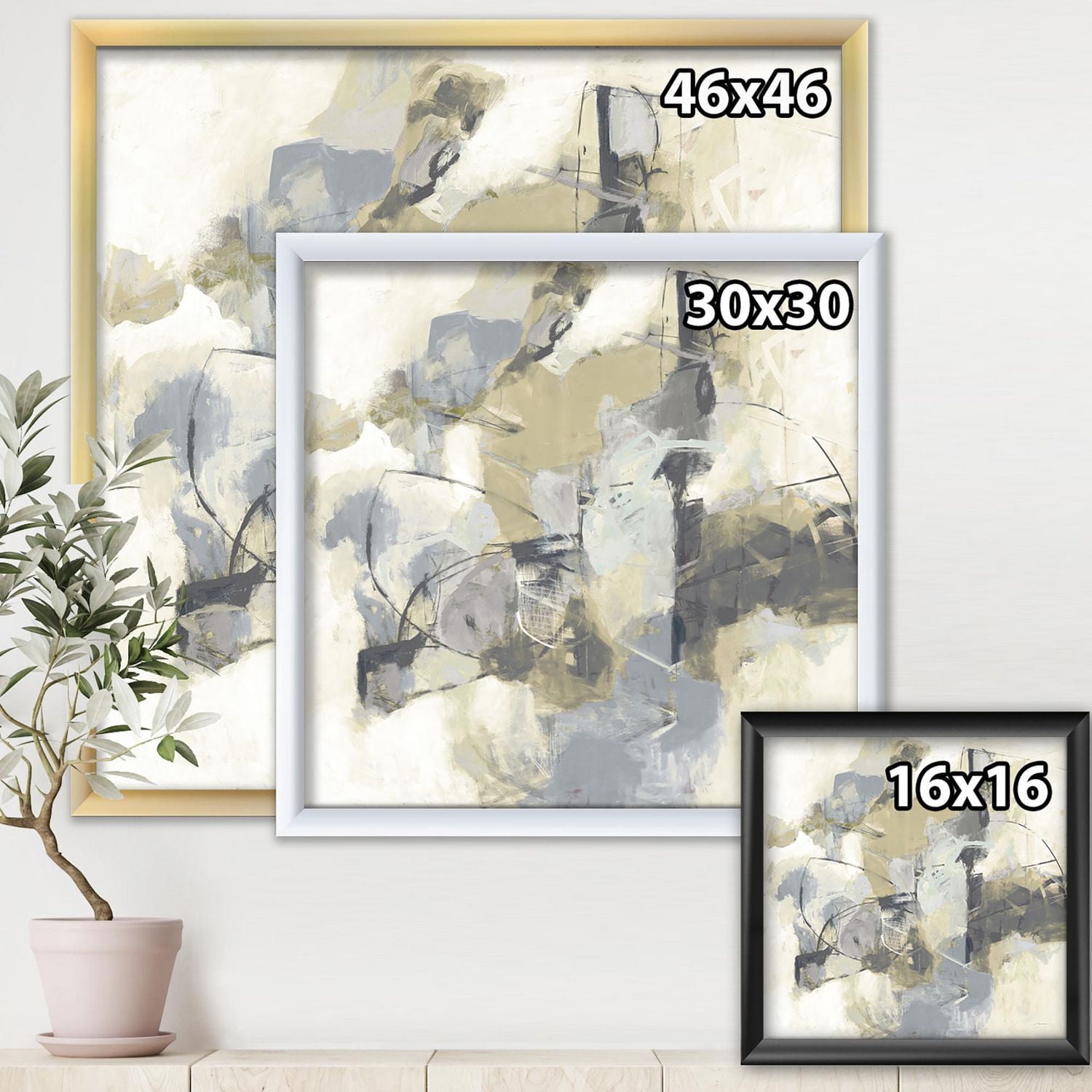 Designart Glam Crème Rêve III Art mural encadré